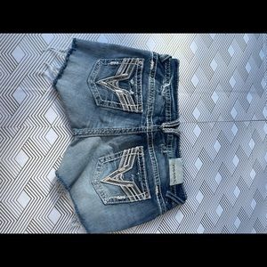 dark washed denim shorts